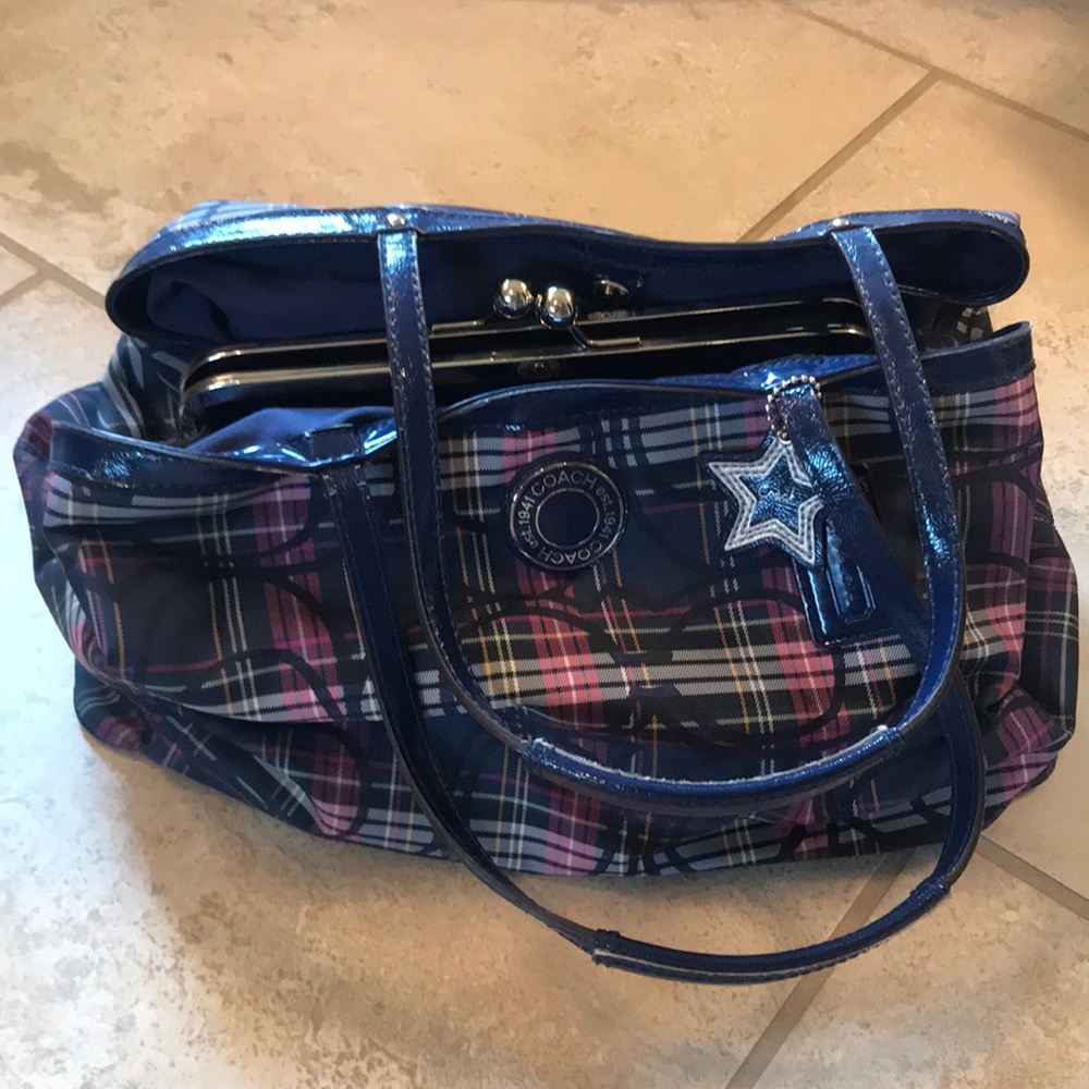 Authentic Coach Plaid Patterned Purse